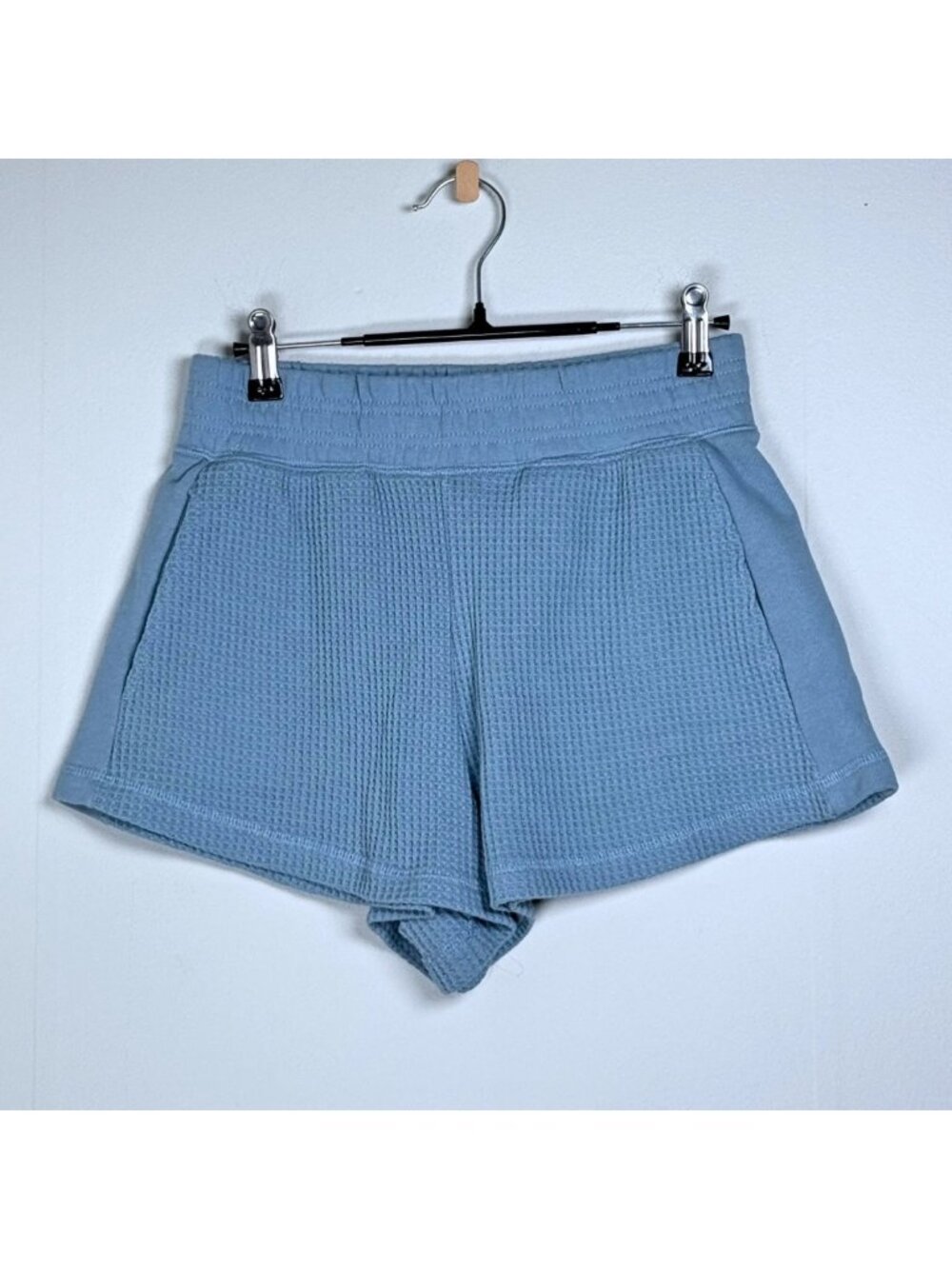 Pastel Blue Waffle Knit Lounge Shorts Small Better Together High Rise Pockets